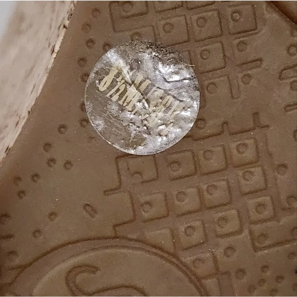 Lucky brand Narnie leather studded cut‎ out cork Wedge Sandals women's size 8.5